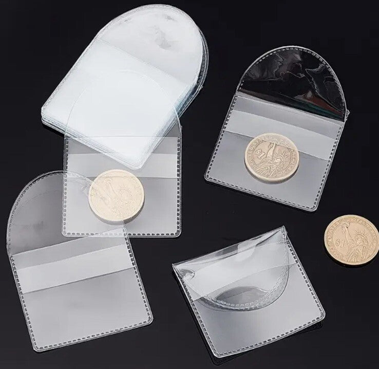20 x Premium Coin Transparent Protective Storage Sleeves / Pouches UK