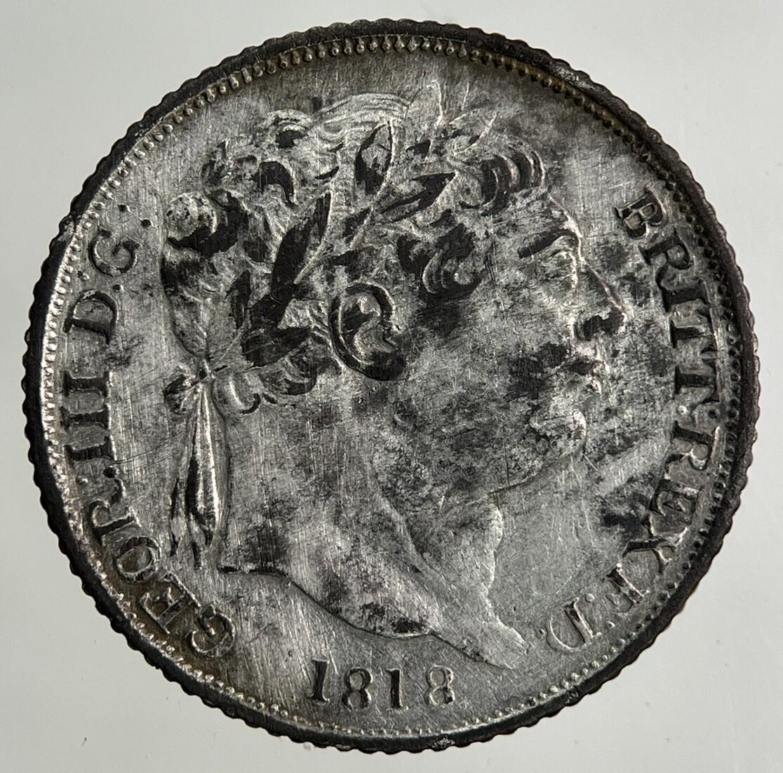 1818 George III 3rd Sixpence Silver Coin | Fine Collectable Grade
