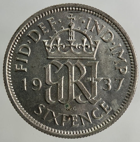 1937 George VI Sixpence Silver Coin | Very High Grade