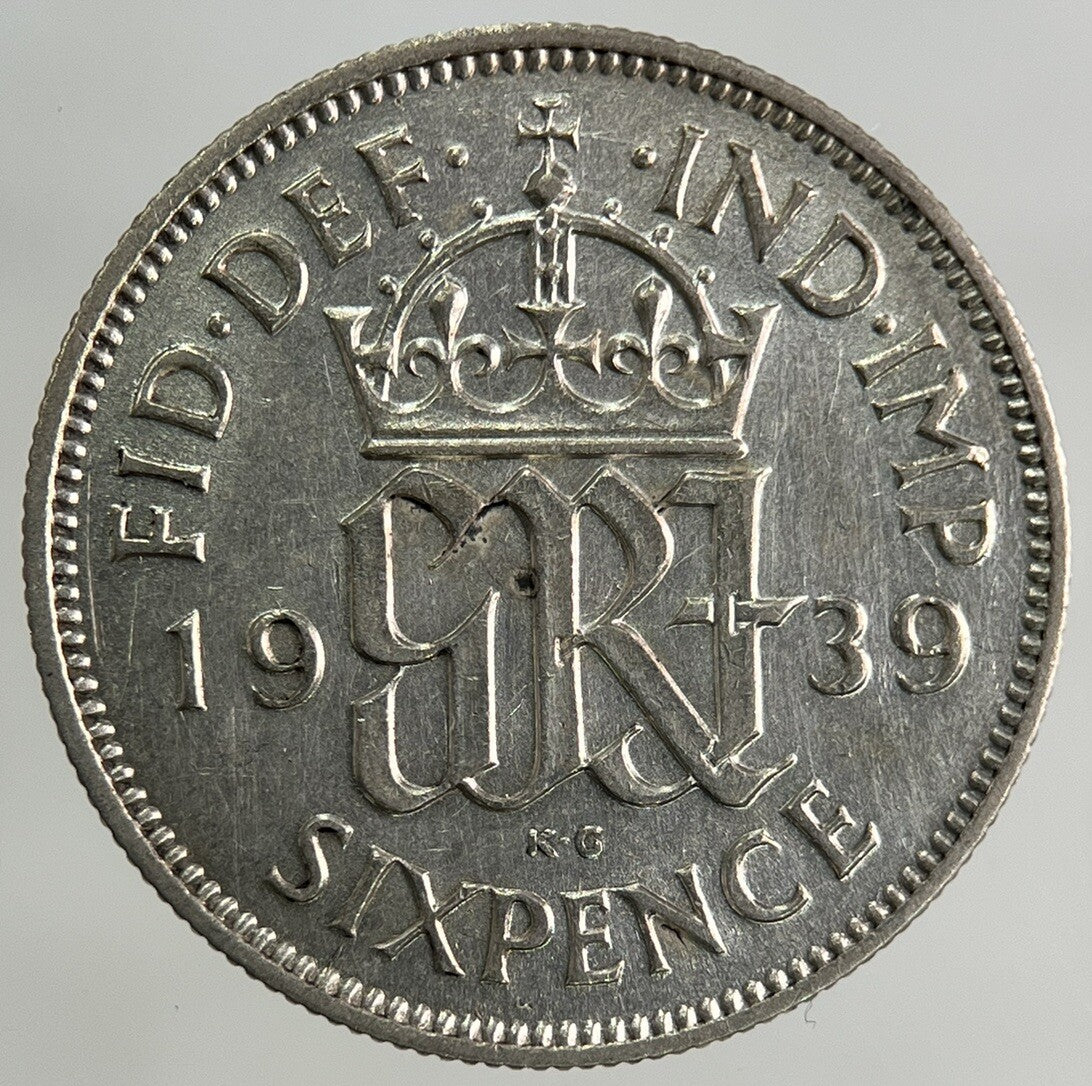 1939 George VI Sixpence Silver Coin | Very High Grade