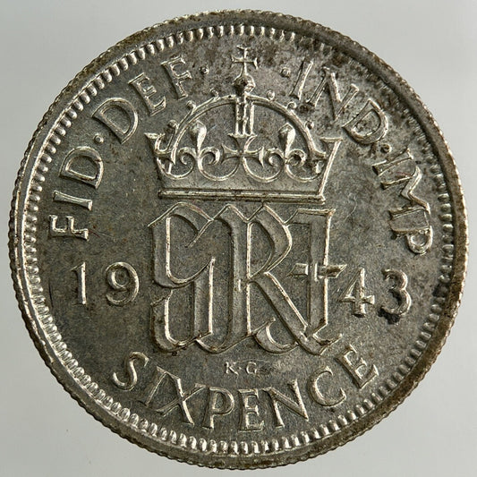 1943 George VI Sixpence Silver Coin | Very High Grade
