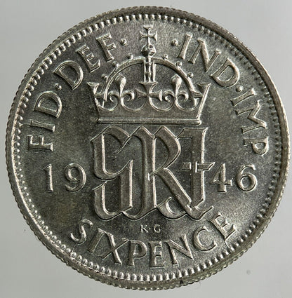 1946 George VI Sixpence Silver Coin | Very High Grade