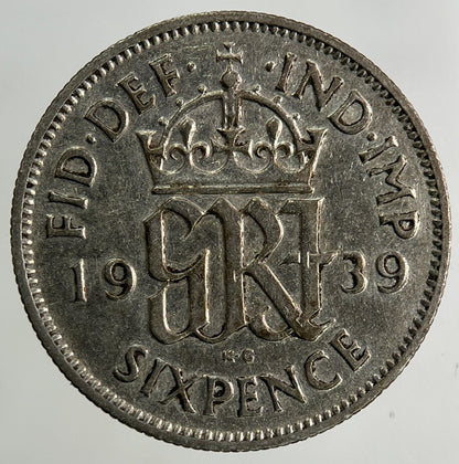 1939 George VI Sixpence Silver Coin | Fine Collectable Grade