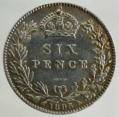 1895 Victoria Sixpence Silver Coin | Very High Grade