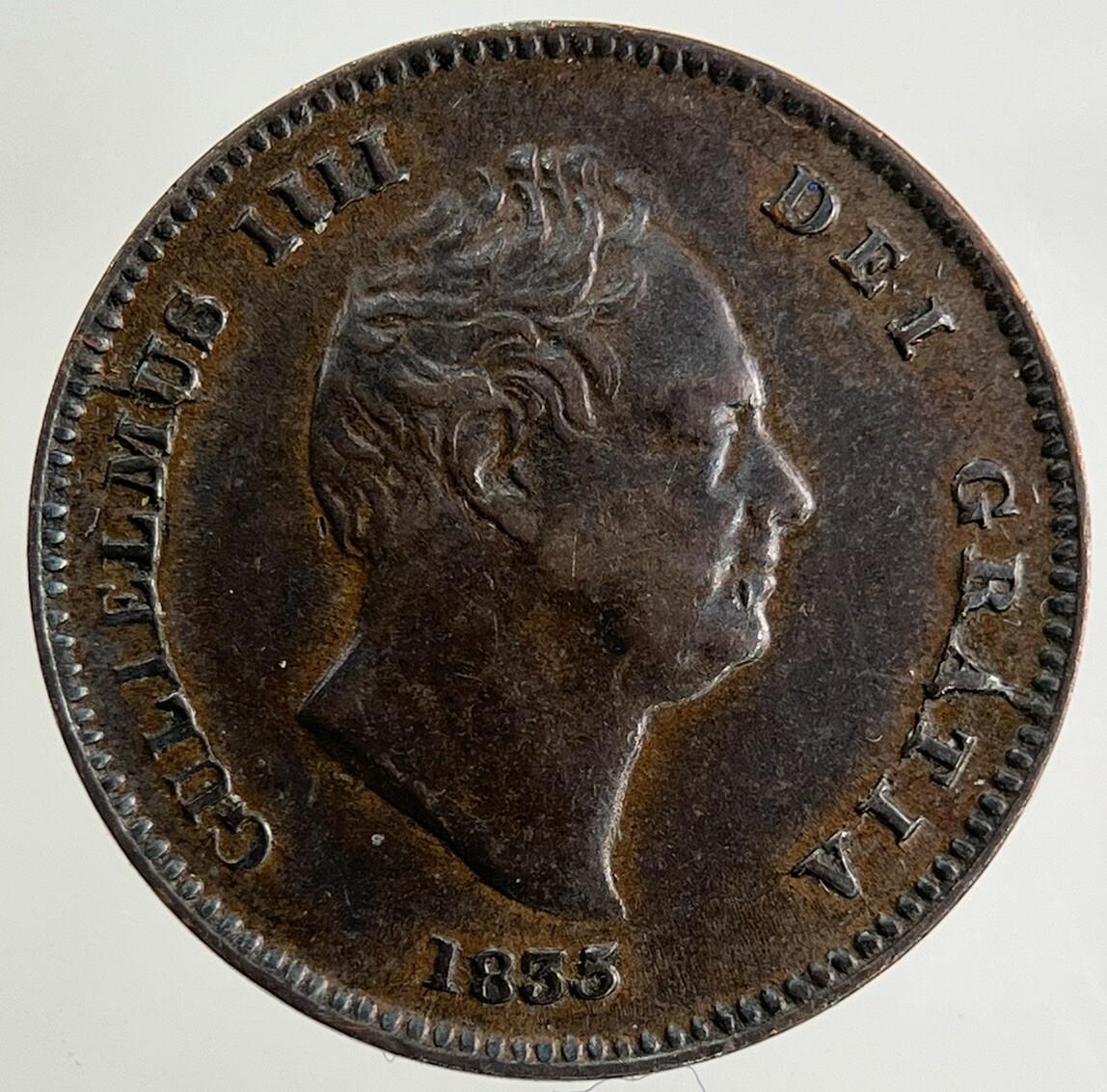 1835 William IV 1/3 One Third Farthing Coin | Very Fine Grade