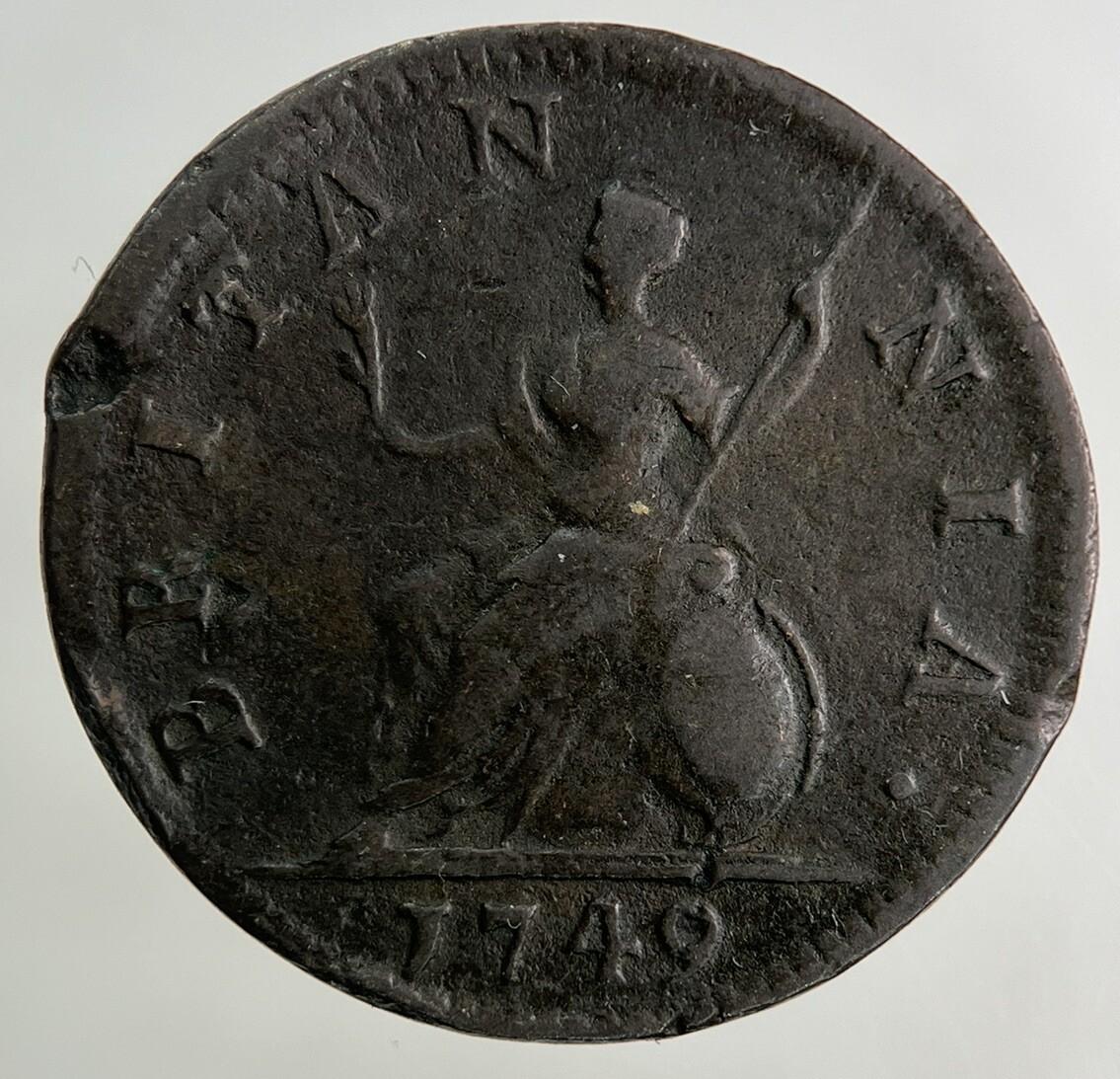 1749 George II 2nd Farthing Coin | Fine Collectable Grade