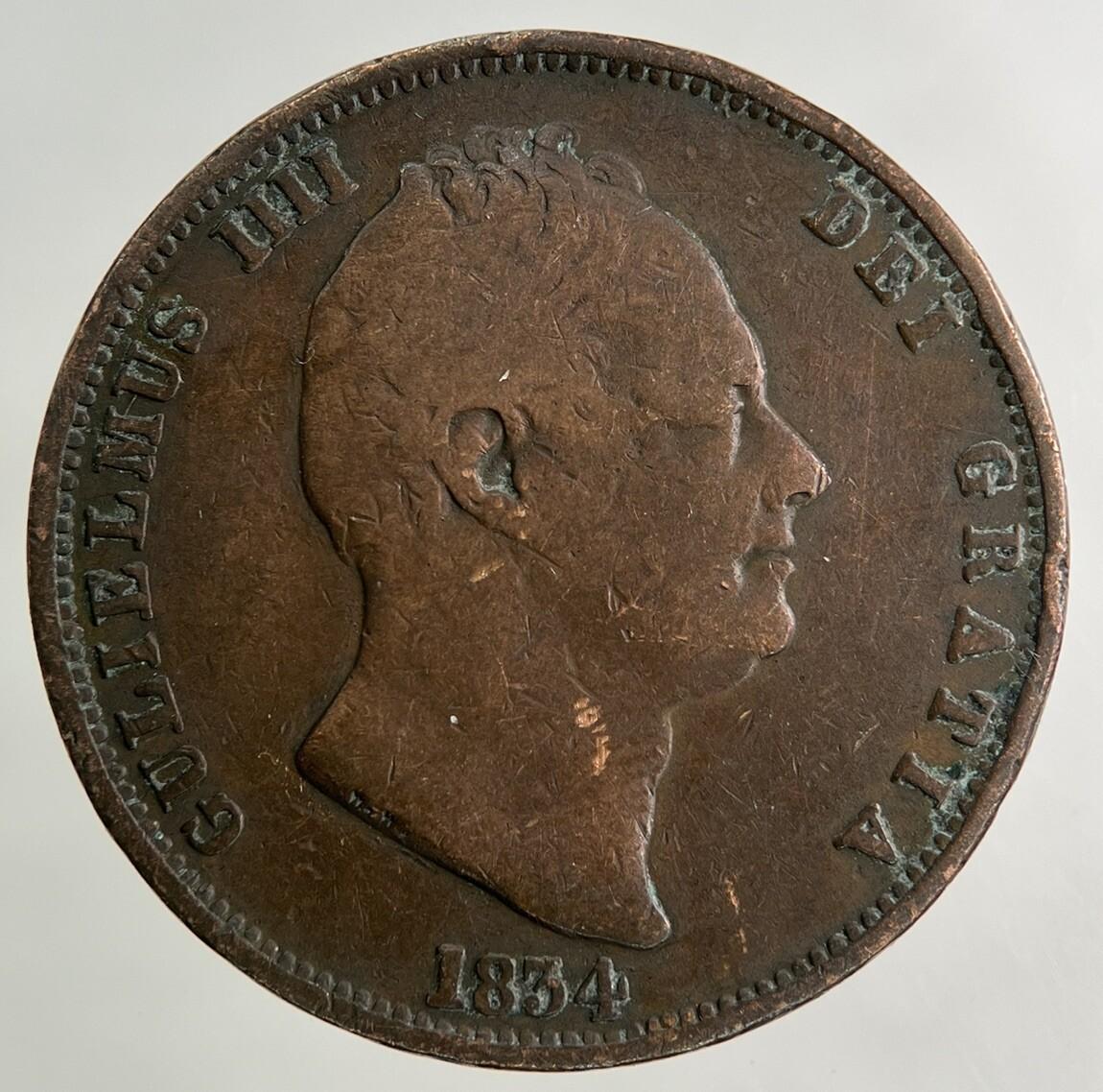 1834 William IV Half-Penny Coin | Collectable Grade