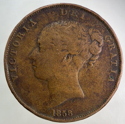 1858 Victoria One Penny Coin | Fine Collectable Grade