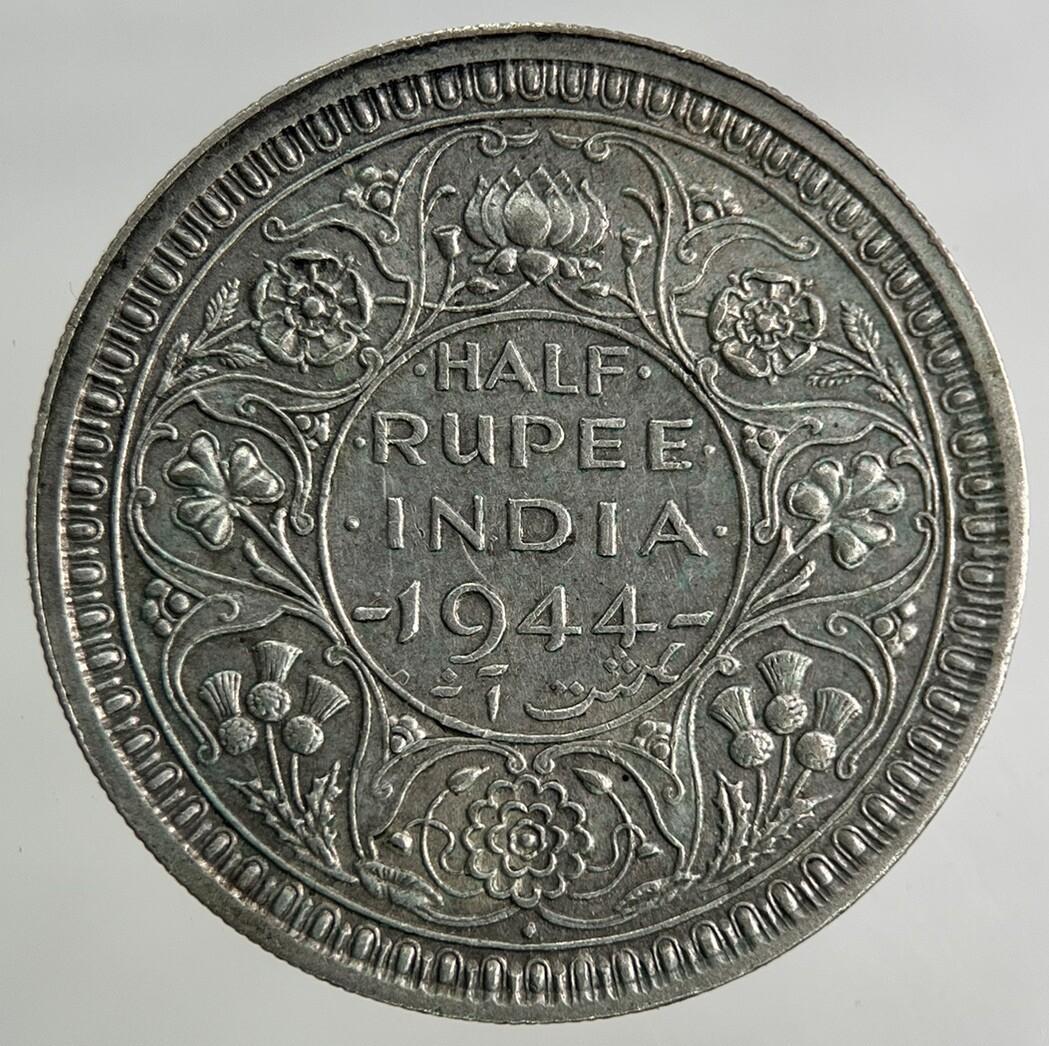 1944 India Half Rupee Silver Coin | Very High Grade