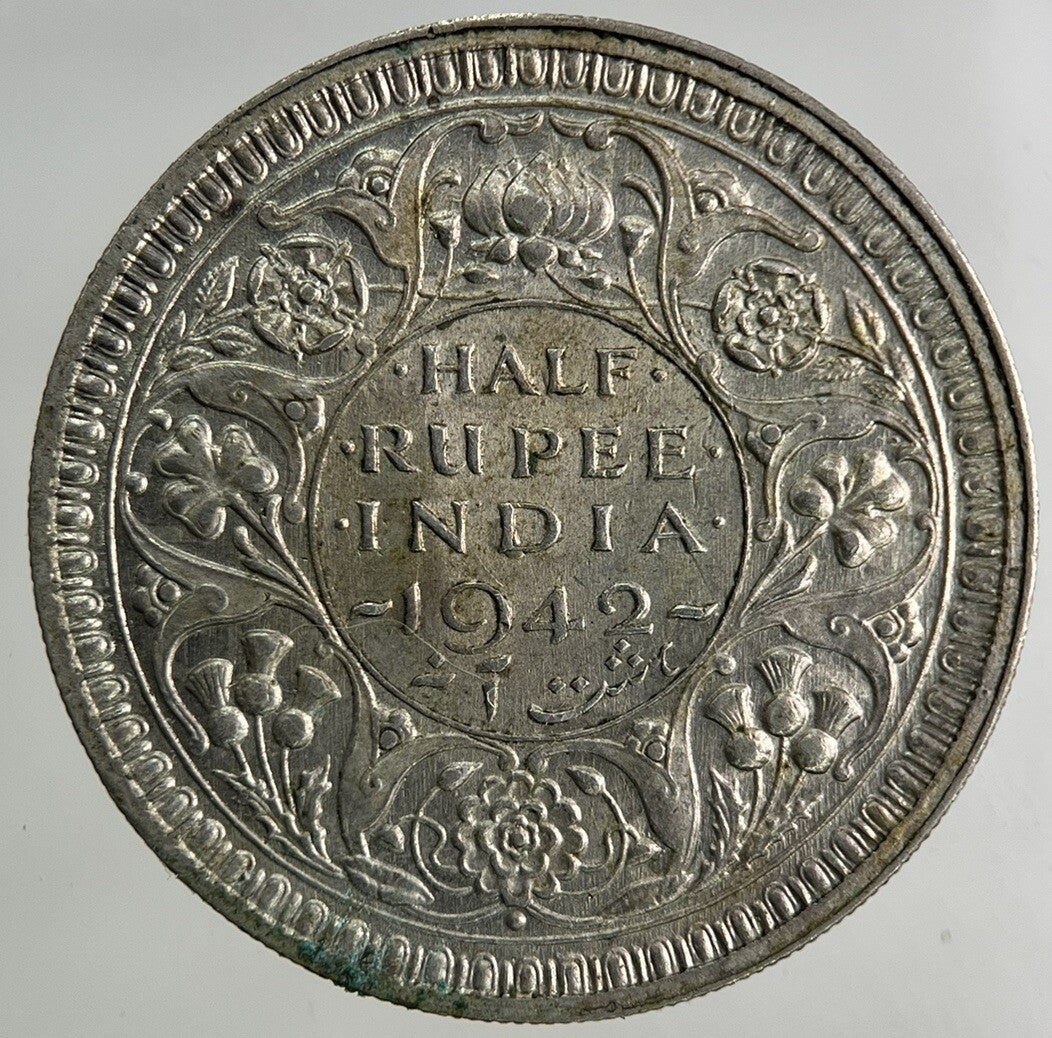 1942 India Half Rupee Silver Coin | Very High Grade