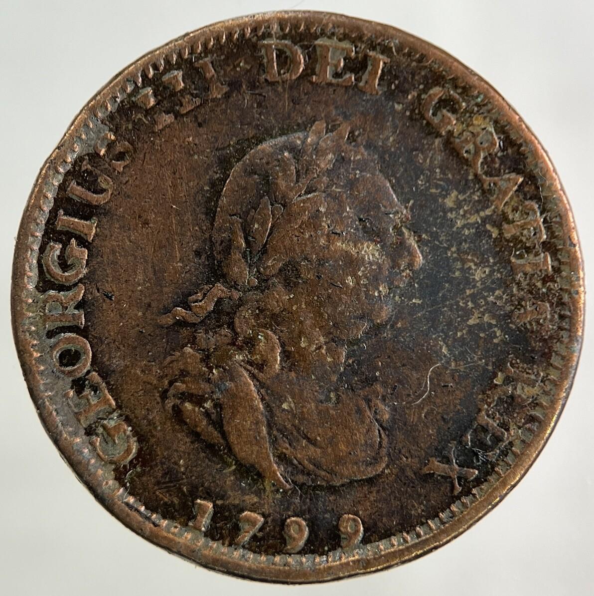 1799 George III 3rd Farthing Coin | Fine Collectable Grade