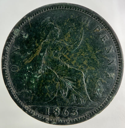 1863 Victoria One Penny Coin | Fine Collectable Grade