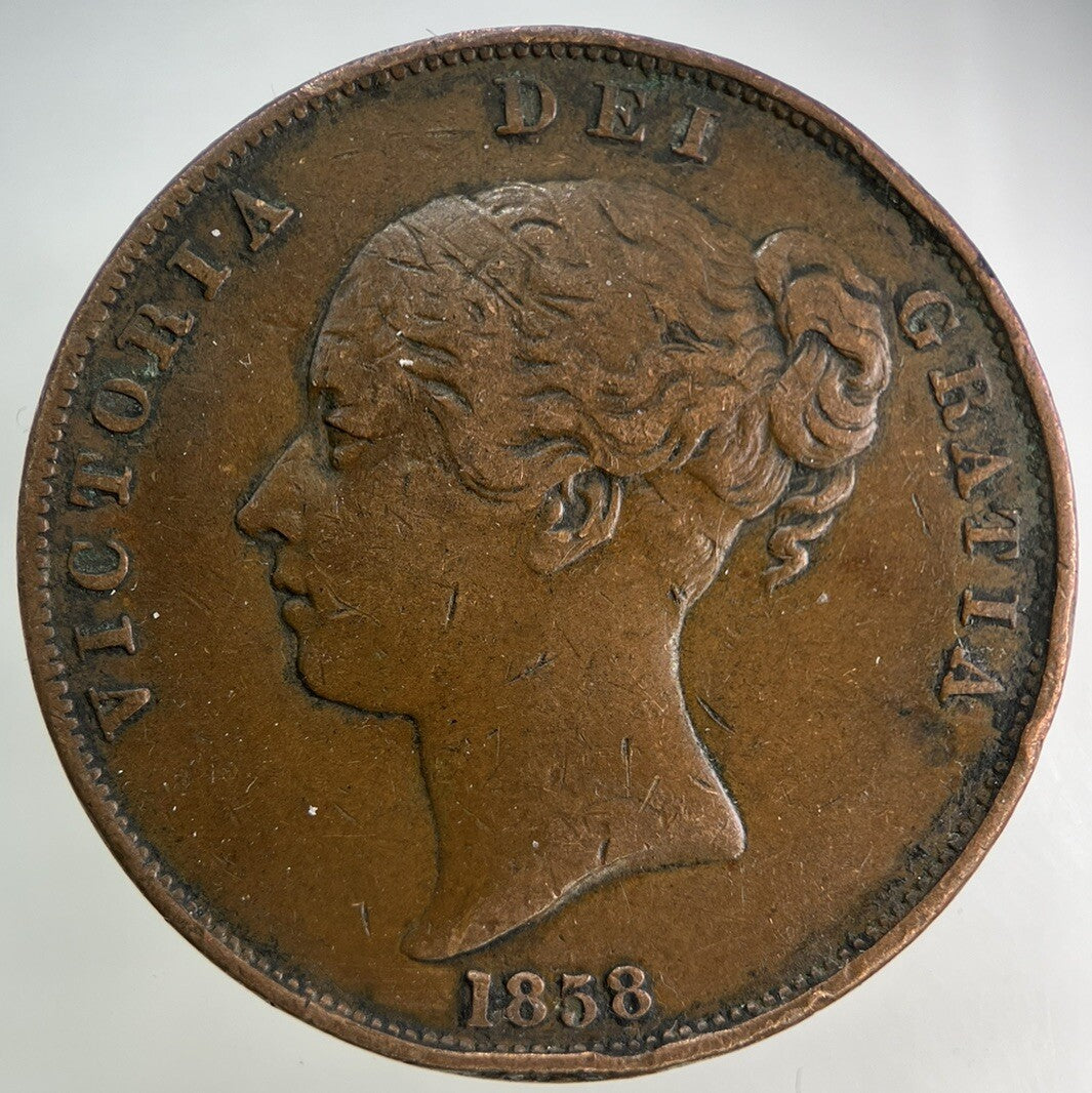1858 Victoria One Penny Coin | Fine Collectable Grade