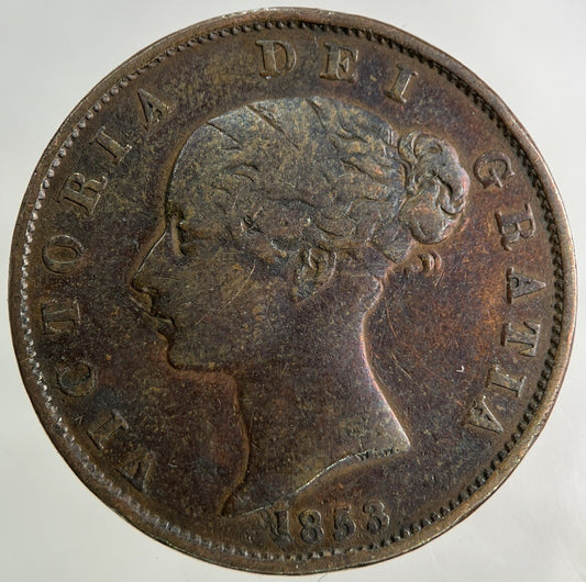 1853 Victoria Half-Penny Coin | Fine Collectable Grade