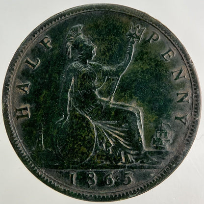 1865 Victoria Half-Penny Coin | Very High Grade