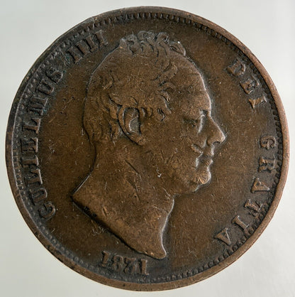 1831 William IV Half-Penny Coin | Fine Collectable Grade