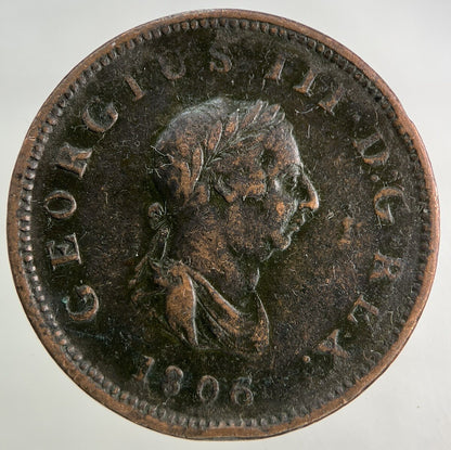 1806 George III 3rd Half-Penny Coin | Fine Collectable Grade