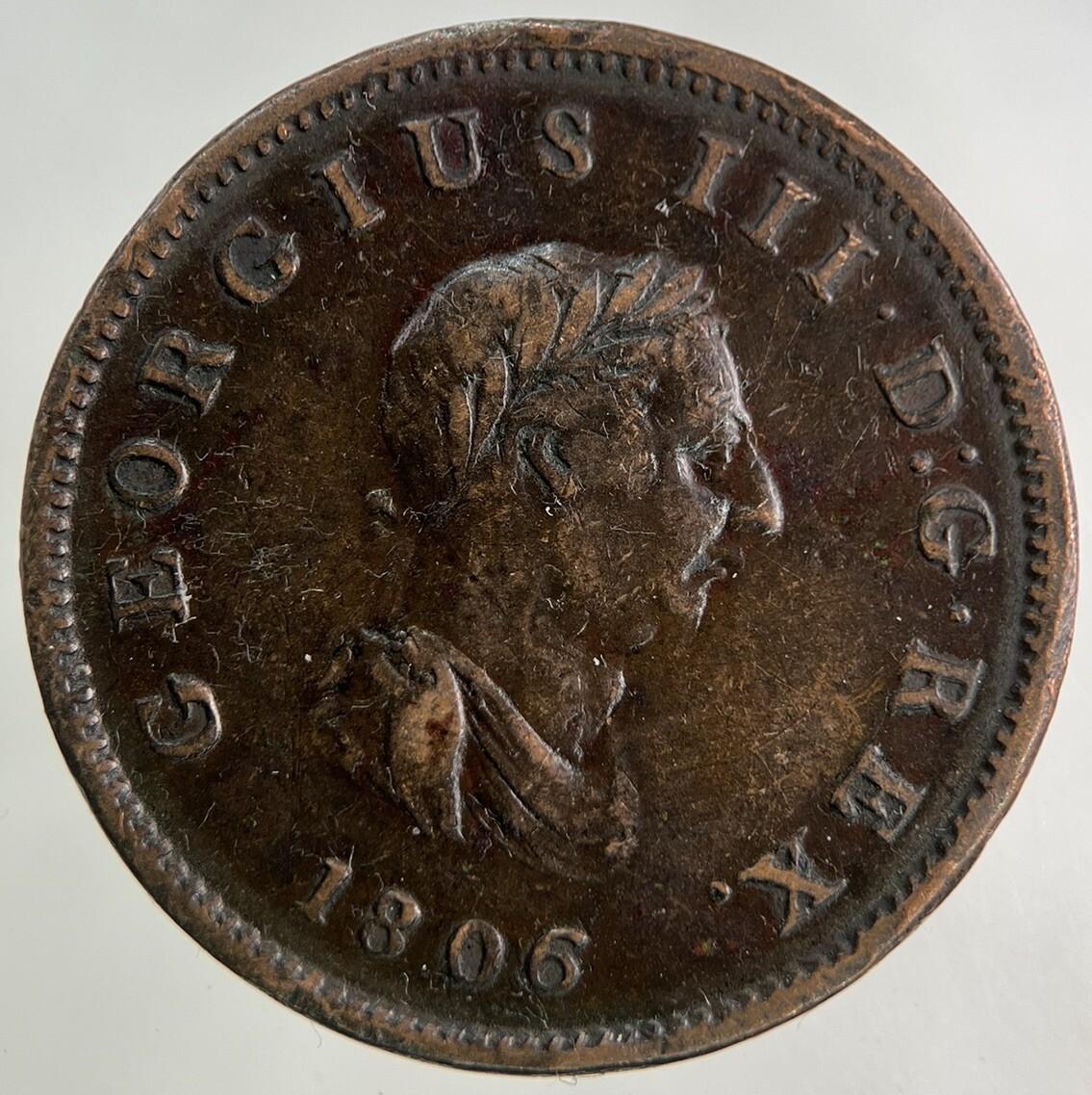 1806 George III 3rd Half-Penny Coin | Very High Grade