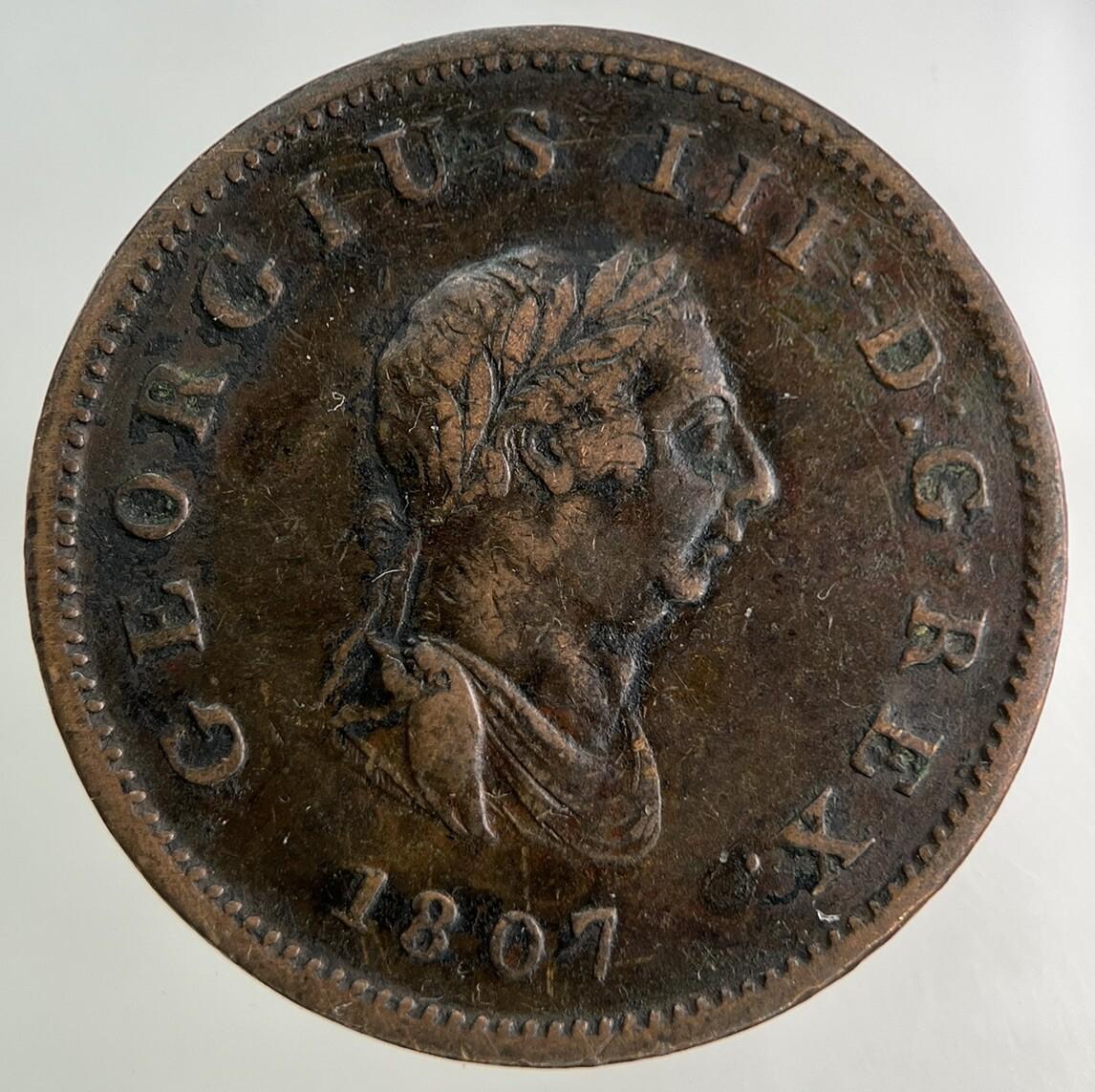 1807 George III 3rd Half-Penny Coin | Very High Grade