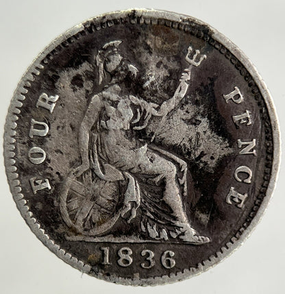 1836 William IV Groat Four-Pence Silver Coin | Fine Collectable Grade