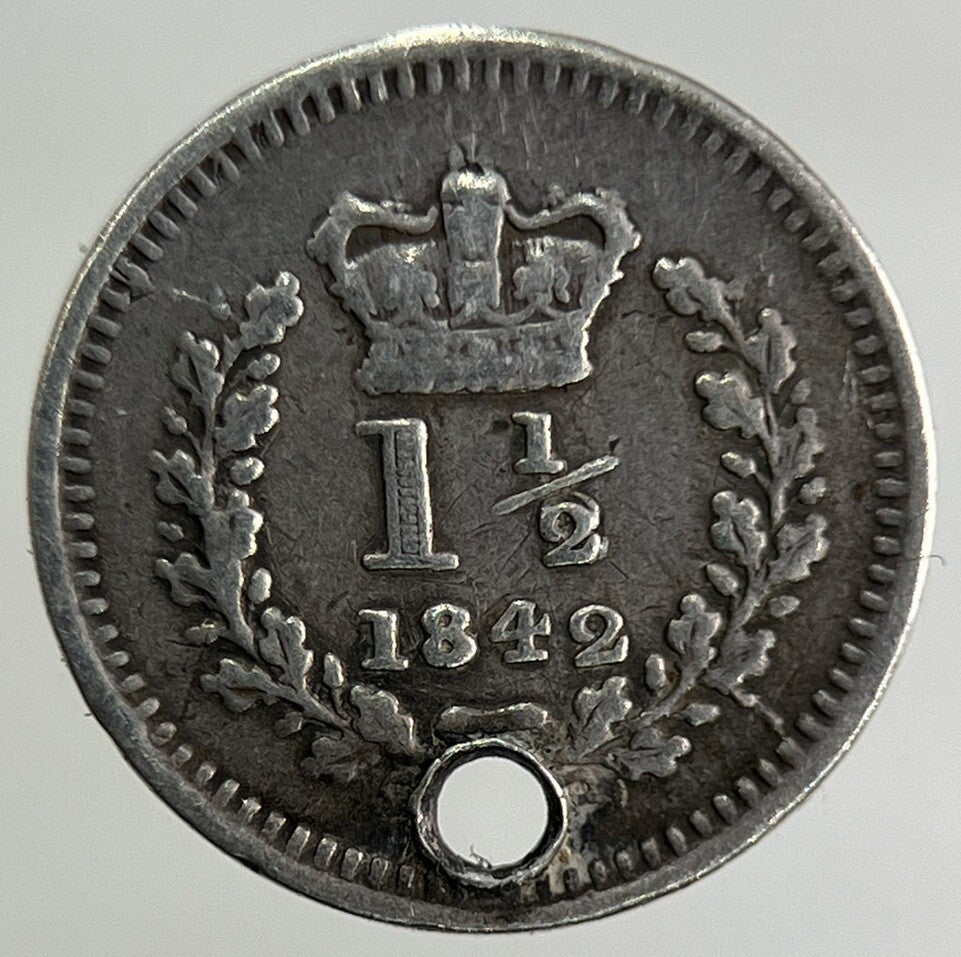 1842 Victoria Three Half Pence 1 1/2 Silver Coin | Collectable Grade