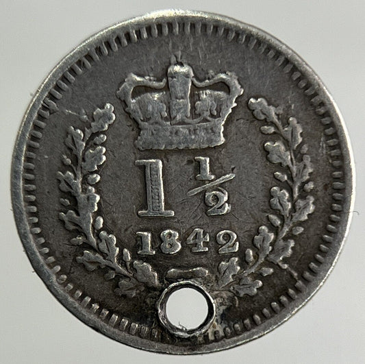 1842 Victoria Three Half Pence 1 1/2 Silver Coin | Collectable Grade
