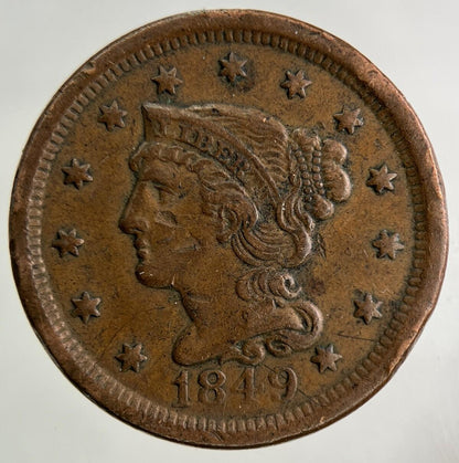 1849 US USA One Cent Coin | Fine Collectable Grade