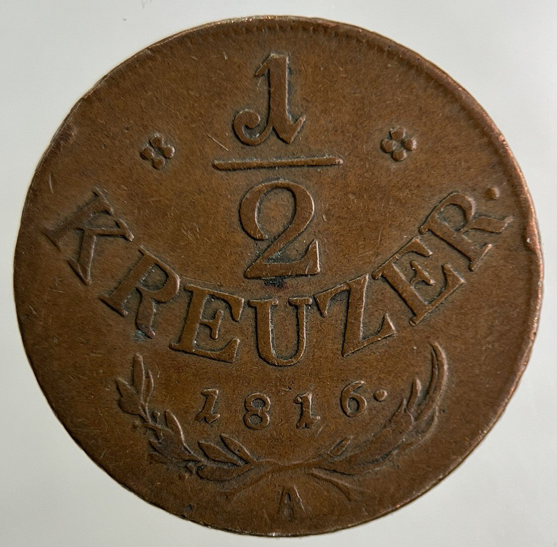 1816 Austria 1/2 Half Kreuzer Coin | Fine Collectable Grade