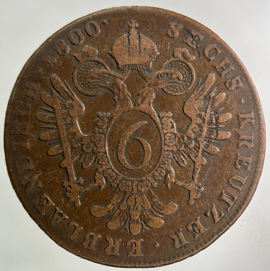 1800 Austria 6 Kreuzer Coin | Fine Collectable Grade