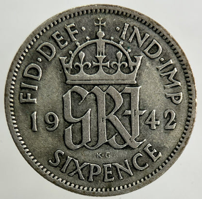 1942 George VI Sixpence Silver Coin | Fine Collectable Grade