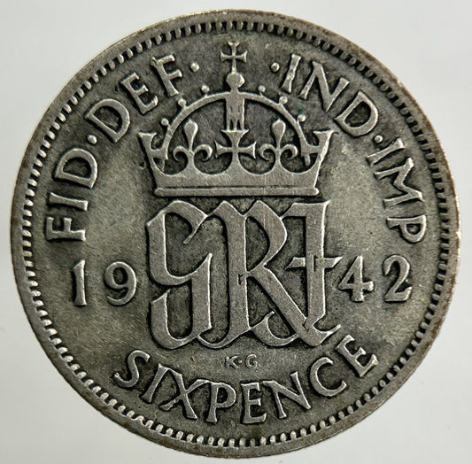 1942 George VI Sixpence Silver Coin | Fine Collectable Grade