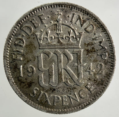 1942 George VI Sixpence Silver Coin | Fine Collectable Grade