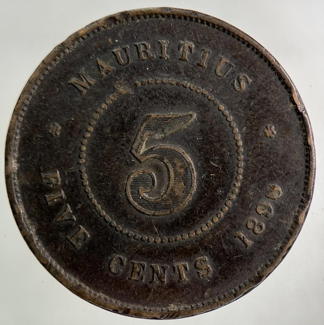 1890 Mauritius 5 Cents Coin | Fine Collectable Grade