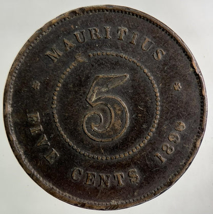1890 Mauritius 5 Cents Coin | Fine Collectable Grade