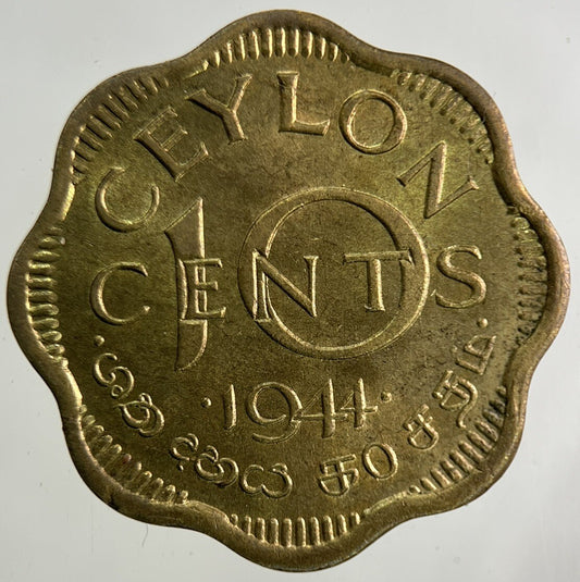 1944 Ceylon 10 Cents Coin | Very High Grade