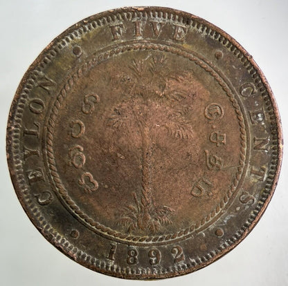 1892 Ceylon 5 Cents Coin | Collectable Grade