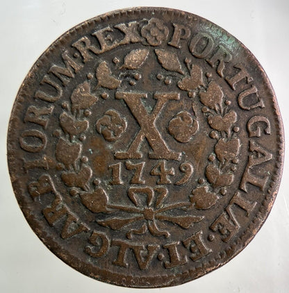 1749 Portugal 10 X Reis Coin | Fine Collectable Grade