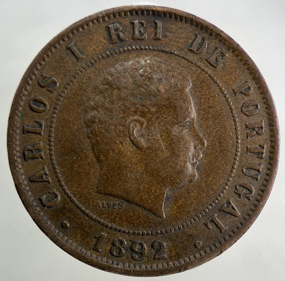 1892 Portugal 20 XX Reis Coin | Very High Grade