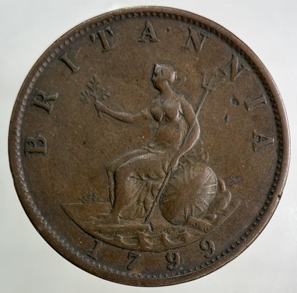 1799 George III 3rd Half-Penny Coin | Fine Collectable Grade