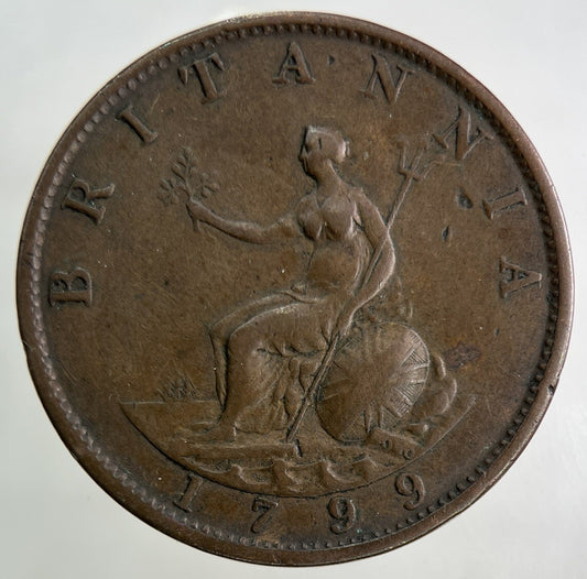 1799 George III 3rd Half-Penny Coin | Fine Collectable Grade