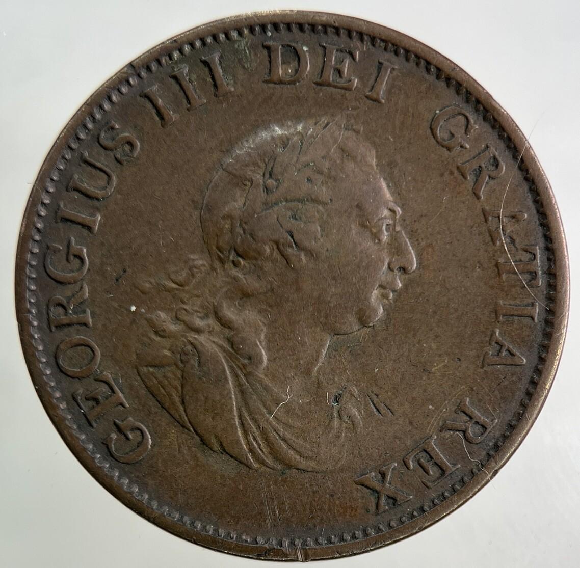1799 George III 3rd Half-Penny Coin | Fine Collectable Grade