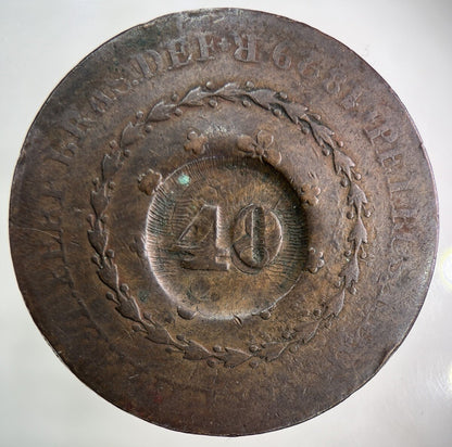 1829 Brazil 40 Reis Coin | Collectable Grade