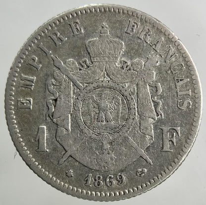 1869 France 1 Franc Silver Coin | Fine Collectable Grade