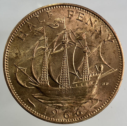 1966 Elizabeth II 2nd Half-Penny Coin | Very Fine Grade