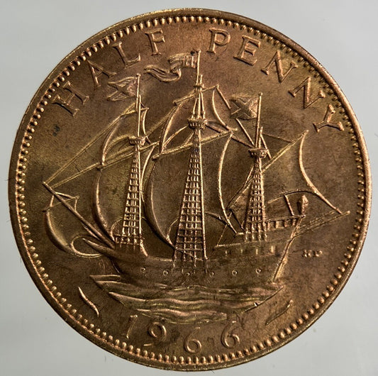 1966 Elizabeth II 2nd Half-Penny Coin | Very Fine Grade