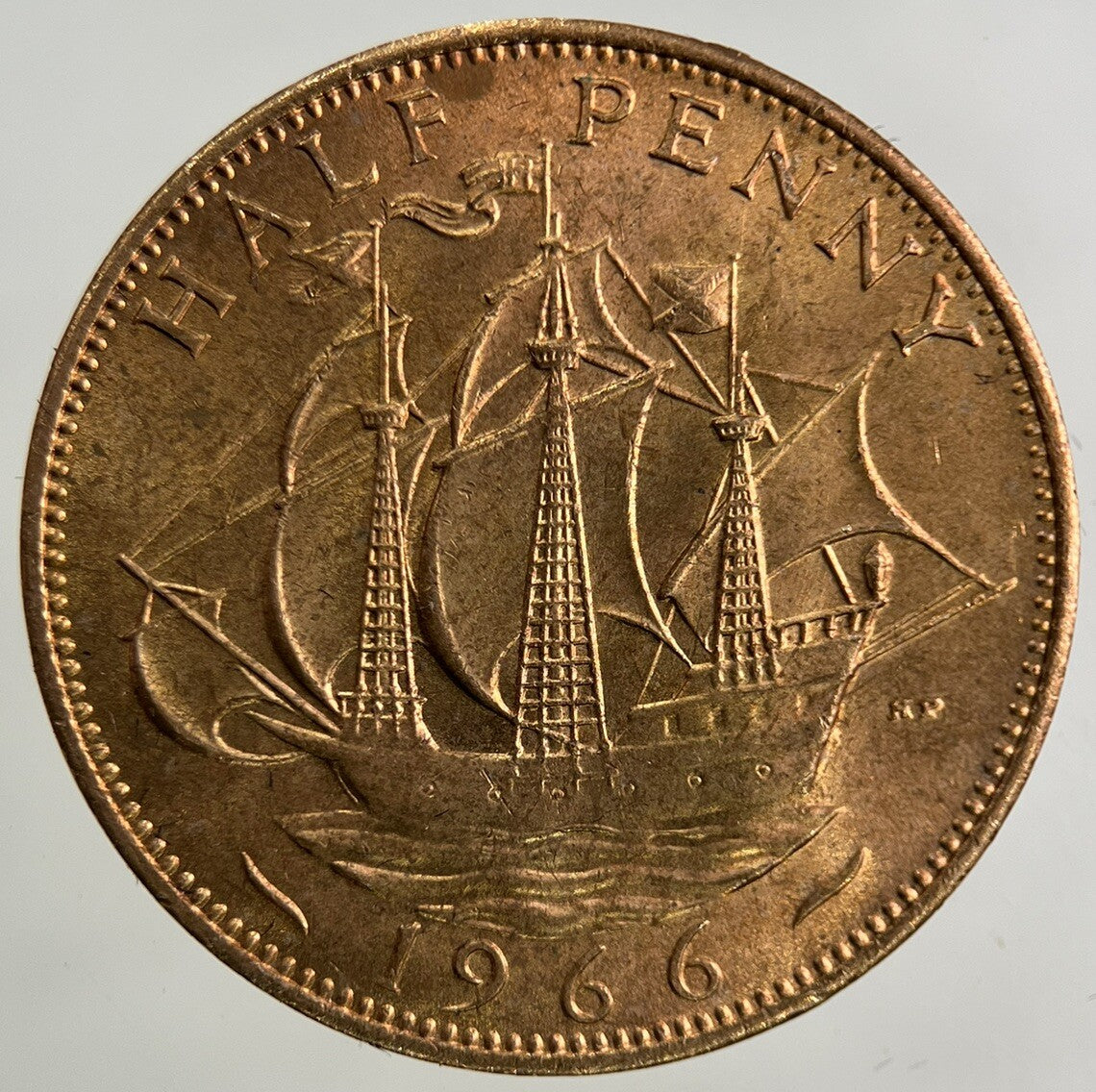 1966 Elizabeth II 2nd Half-Penny Coin | Very Fine Grade