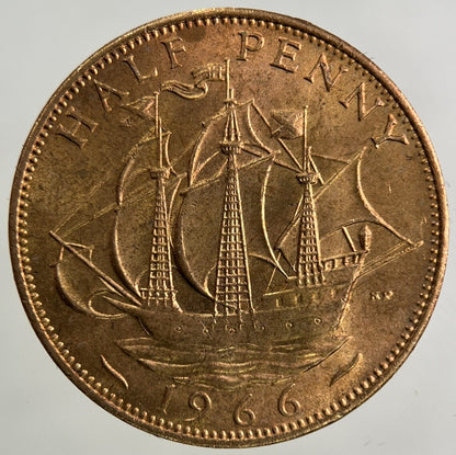 1966 Elizabeth II 2nd Half-Penny Coin | Very Fine Grade