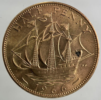 1966 Elizabeth II 2nd Half-Penny Coin | Very Fine Grade