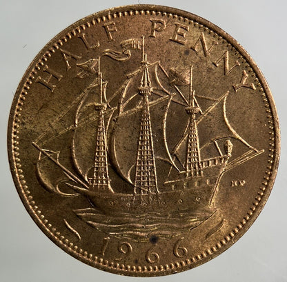 1966 Elizabeth II 2nd Half-Penny Coin | Very Fine Grade