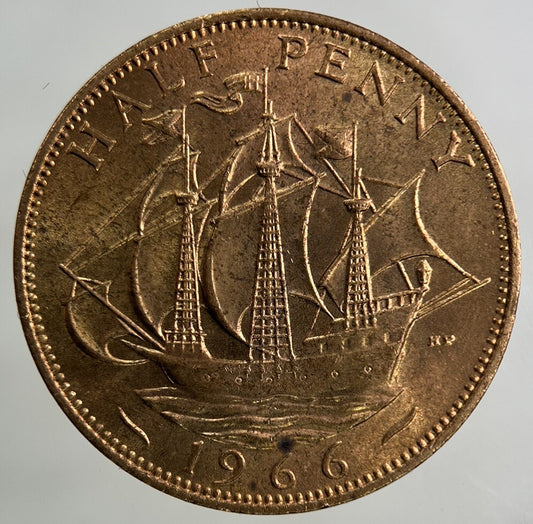 1966 Elizabeth II 2nd Half-Penny Coin | Very Fine Grade